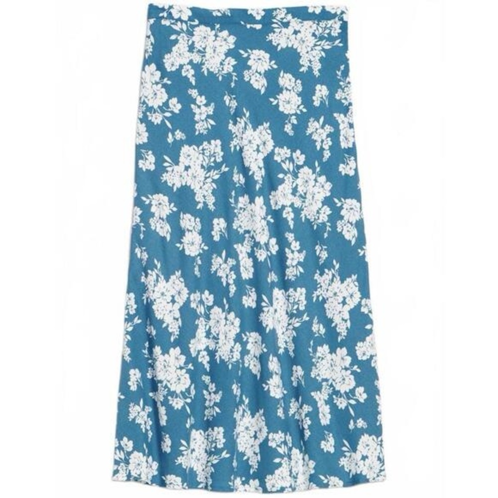 OLD NAVY Crepe A-Line Midi Skirt Blue Floral Size XXL NEW - Picture 3 of 16